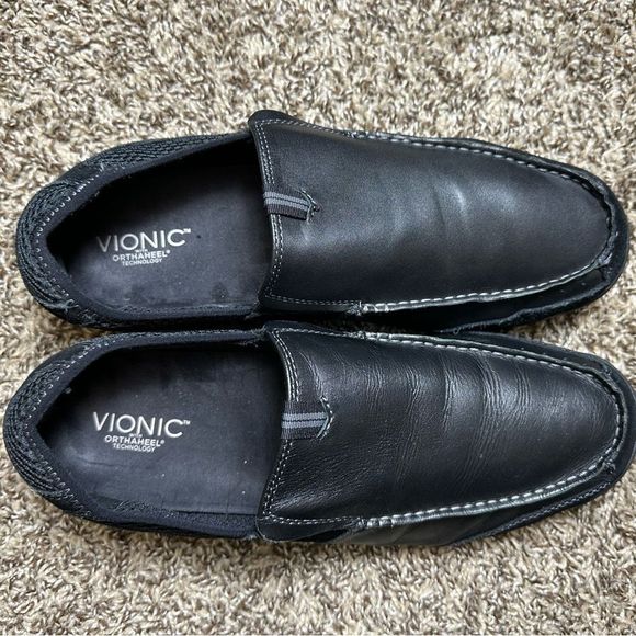 Vionic Eli Slip On Loafers Mens Black Leather Suede Orthaheel Technology size 12 - Picture 3 of 8